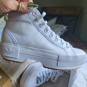 Adidas Nizza Trek W platform canvas high top sneakers NIB